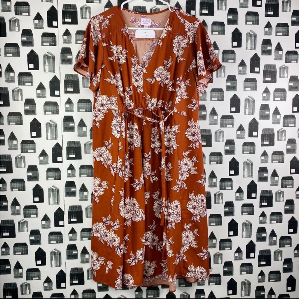 Isabel maternity floral midi dress by Ingrid and Isabel
